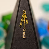 14k GOLD TRIPLE CHAIN CHARM - DIAMOND BAGUETTE