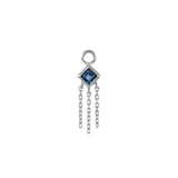 14K GOLD PRINCESS CUT GEMSTONE WITH CHAIN TASSEL HOOP CHARM