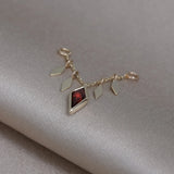 14k GOLD RHOMBUS TILE CHAIN - GARNET