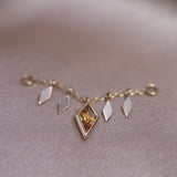 14k GOLD RHOMBUS TILE CHAIN - CITRINE