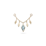 14k GOLD RHOMBUS TILE CHAIN - Swiss Blue Topaz