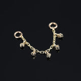14k GOLD TINY WHITE AND BLUE DIAMOND CHARM CHAIN