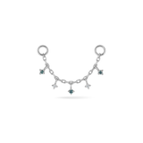 14k GOLD TINY WHITE AND BLUE DIAMOND CHARM CHAIN
