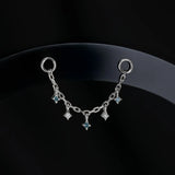 14k GOLD TINY WHITE AND BLUE DIAMOND CHARM CHAIN