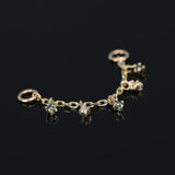 14k GOLD TINY WHITE AND BLUE DIAMOND CHARM CHAIN