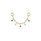 14k GOLD TINY WHITE AND BLACK DIAMOND CHARM CHAIN