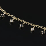 14k GOLD TINY WHITE AND BLACK DIAMOND CHARM CHAIN