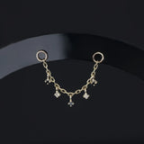 14k GOLD TINY WHITE AND BLACK DIAMOND CHARM CHAIN