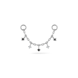 14k GOLD TINY WHITE AND BLACK DIAMOND CHARM CHAIN