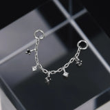 14k GOLD TINY WHITE AND BLACK DIAMOND CHARM CHAIN