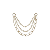14k GOLD BAD GIRL TRIPLE MIXED CHAIN