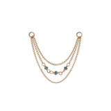 14k GOLD NATURAL DIAMOND BEAD TRIPLE CURB CHAIN