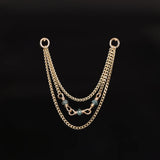 14k GOLD NATURAL DIAMOND BEAD TRIPLE CURB CHAIN