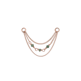 14k GREEN DIAMOND BEAD TRIPLE CHAIN