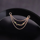 14k GREEN DIAMOND BEAD TRIPLE CHAIN