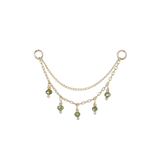 14k GOLD GREEN DIAMOND BEAD DOUBLE CHAIN