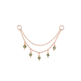 14k GOLD GREEN DIAMOND BEAD DOUBLE CHAIN