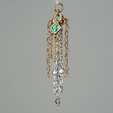 14k GOLD MIXED METAL - 8 CHAIN - PRINCESS CUT EMERALD CHARM