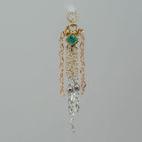14k GOLD MIXED METAL - 8 CHAIN - PRINCESS CUT EMERALD CHARM
