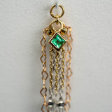 14k GOLD MIXED METAL - 8 CHAIN - PRINCESS CUT EMERALD CHARM