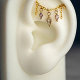 14K GOLD AMETHYST AND WHITE TOPAZ KITE CHAIN
