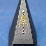 14k GOLD QUINTUPLE CHAIN CHARM - PEAR CUT PINK TOURMALINE
