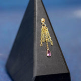 14k GOLD QUINTUPLE CHAIN CHARM - PEAR CUT PINK TOURMALINE