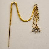 14k GOLD FRANCO CHAIN EAR THREADER - WHITE TOPAZ MARQUISE FAN CHARM