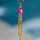 14K GOLD PINK TOURMALINE CHARM
