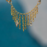 14K GOLD DRAPING EAR CHAIN - 12 CHAINS - WHITE SAPPHIRES
