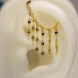 14k GOLD DRAPING EAR CHAIN - 6 TILE CHAIN DROPS