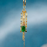 14K GOLD EMERALD AND DIAMOND MIXED METALS CHARM