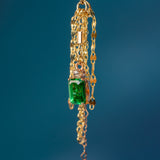 14K GOLD EMERALD AND DIAMOND MIXED METALS CHARM