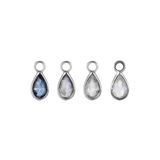 BRIOLETTE TEARDROP GEMSTONE CHARM [WHITE GOLD]