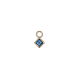 14k GOLD PRINCESS CUT GEMSTONE CHARM