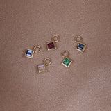 14k GOLD PRINCESS CUT GEMSTONE CHARM