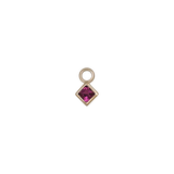 14k GOLD PRINCESS CUT GEMSTONE CHARM