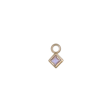 14k GOLD PRINCESS CUT GEMSTONE CHARM