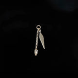 14k GOLD DIAMOND BOX SPIKE BARREL CHAIN CHARM
