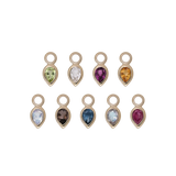 14k GOLD PEAR CUT GEMSTONE CHARM
