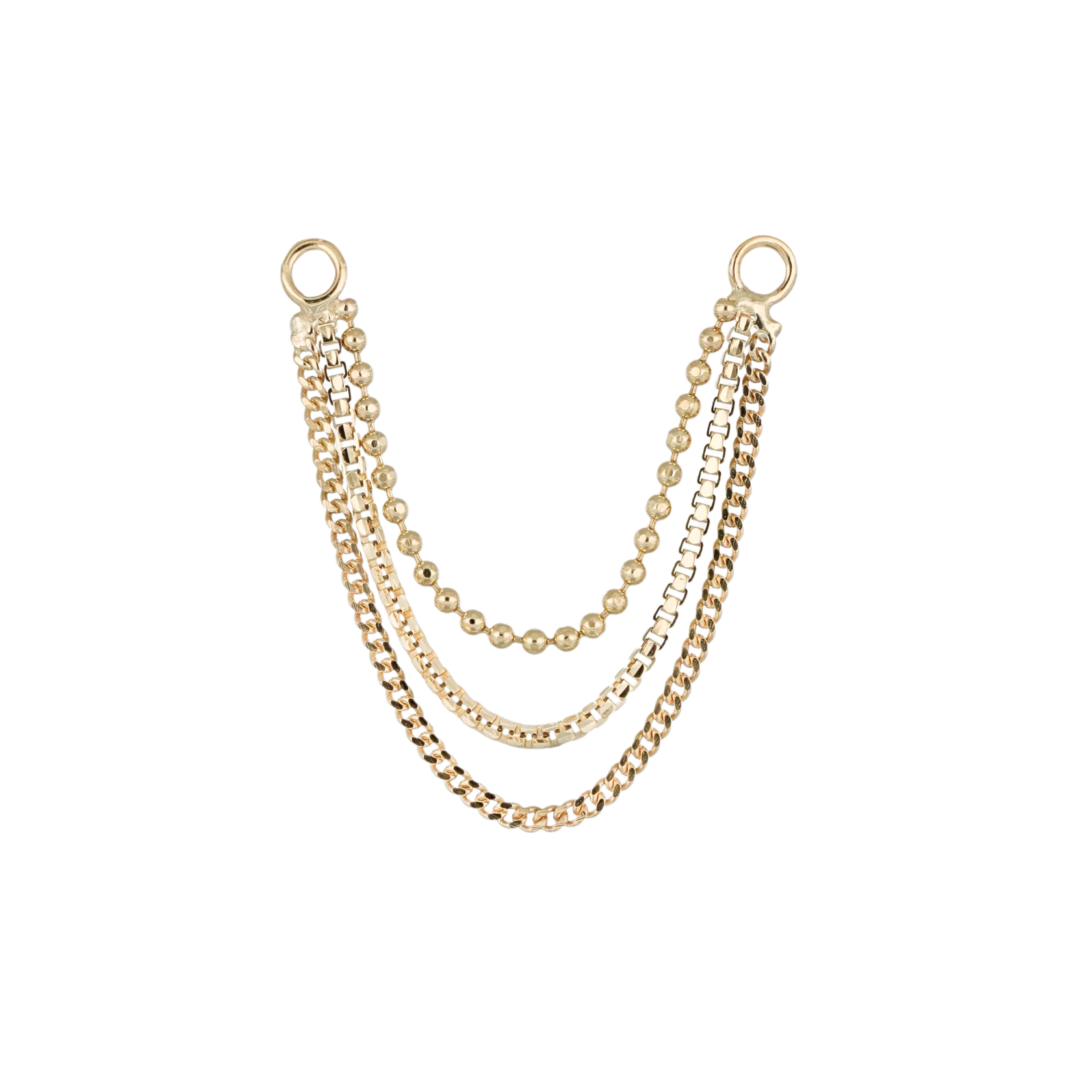 14k Gold Triple Mixed Chain