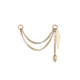 14k GOLD BRILLCUT SPIKE CHARM DOUBKE CHAIN