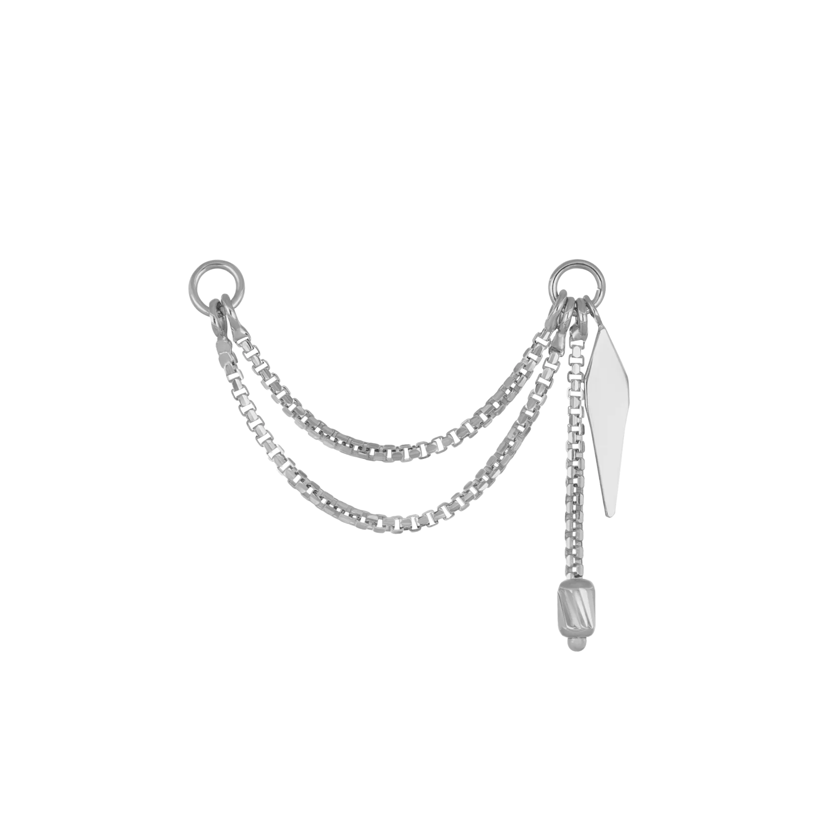 14k GOLD BRILLCUT SPIKE CHARM DOUBKE CHAIN