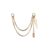 14k GOLD BRILLCUT SPIKE CHARM DOUBKE CHAIN