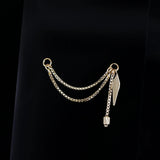 14k GOLD BRILLCUT SPIKE CHARM DOUBKE CHAIN