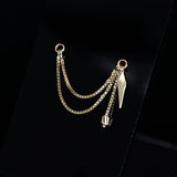 14k GOLD BRILLCUT SPIKE CHARM DOUBKE CHAIN