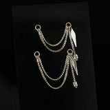 14k GOLD BRILLCUT SPIKE CHARM DOUBKE CHAIN