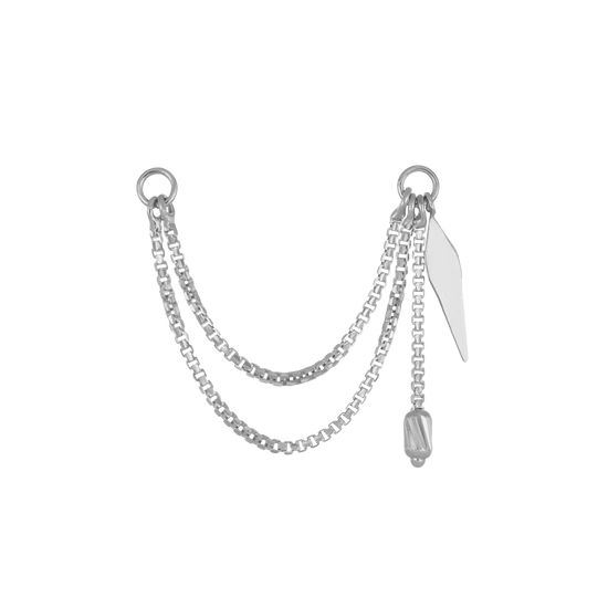 14k GOLD BRILLCUT SPIKE CHARM DOUBKE CHAIN