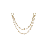 14k GOLD SQUARE FIGARO DOUBLE CHAIN