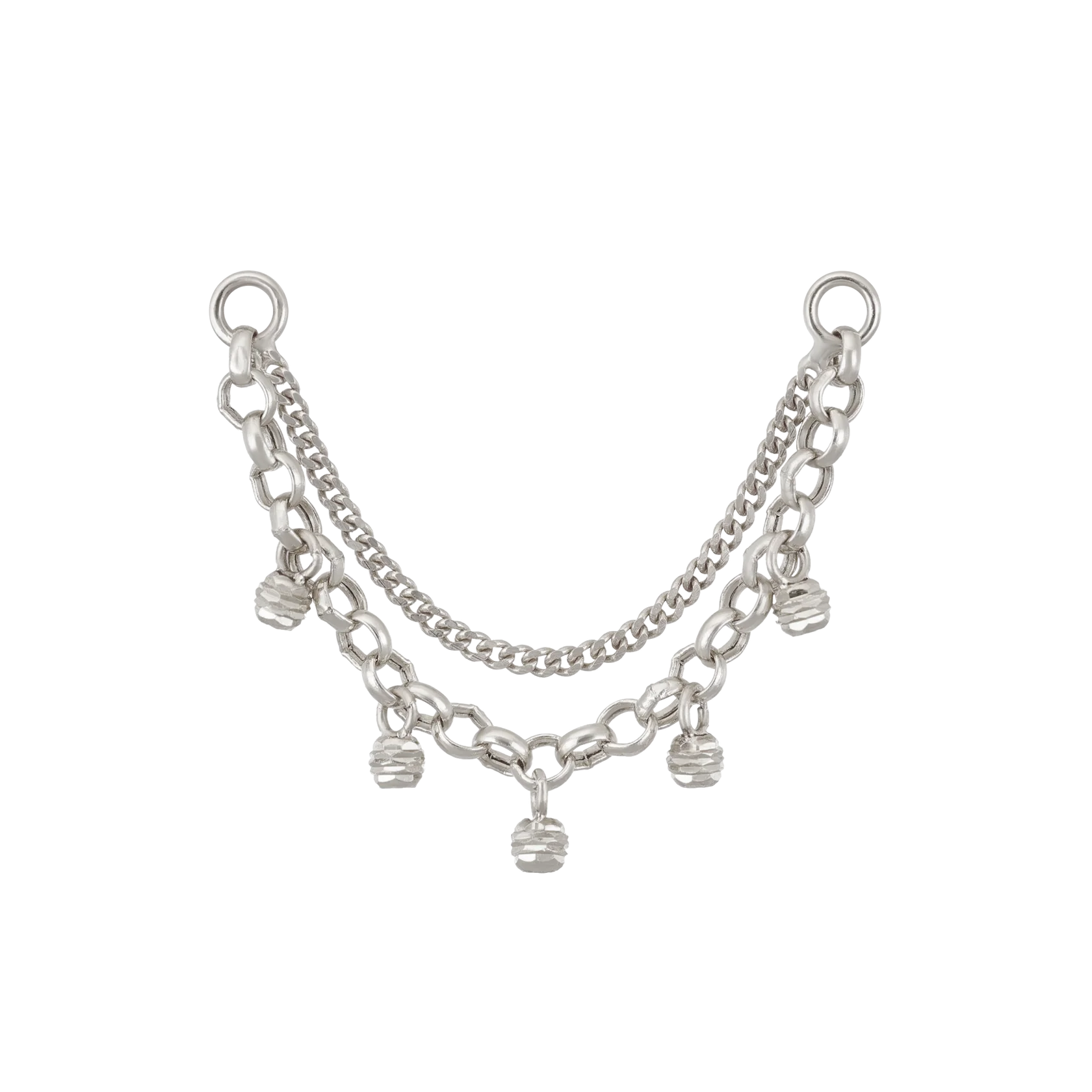 14k GOLD BEADED CHARM DOUBLE CHAIN